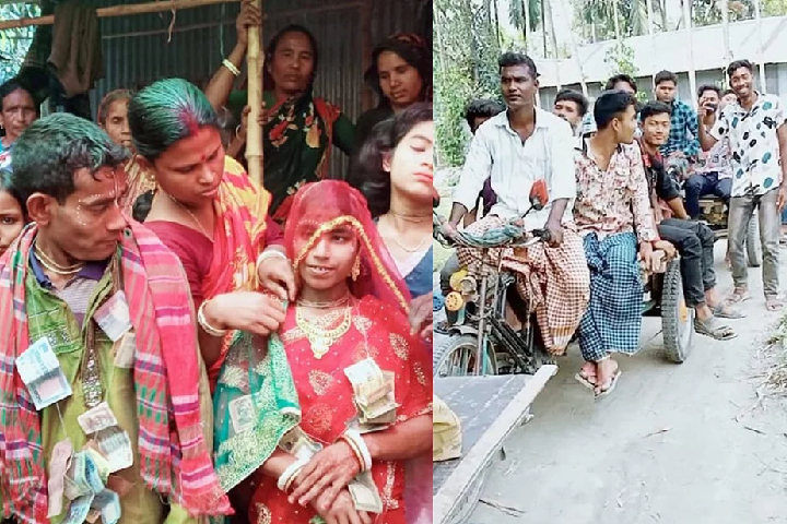 শারীরিক প্রতিবন্ধী যুগলের বিয়েতে আনন্দ র‌্যালি 