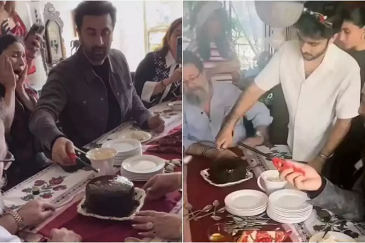 বড়দিনের অনুষ্ঠানে পরিবারের সঙ্গে রণবীর কাপুর