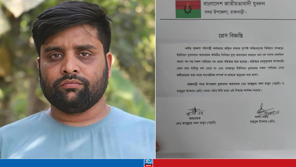 ইউপি সদস্য নির্যাতন, যুবদল নেতা বহিষ্কার