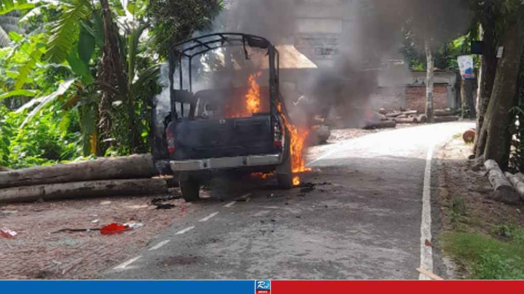 Police Vehicle Torched in Gopalganj